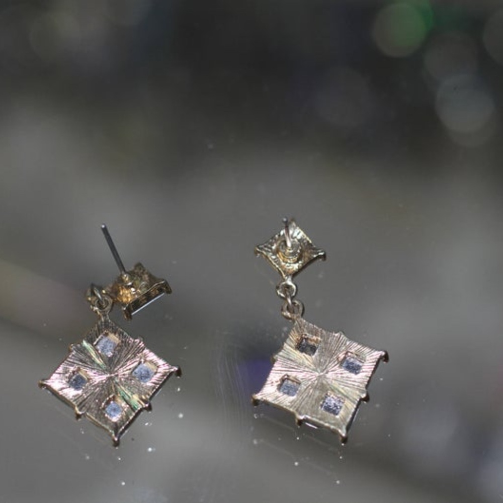 Blue Triangular Earrings - image 4